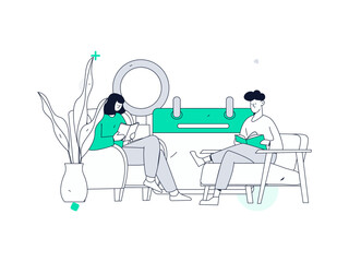  Character reading quietly vector concept operation hand drawn illustration
