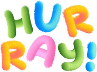 lettering hurray in multicolored style text