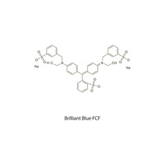 Obraz premium Brilliant Blue FCF flat skeletal molecular structure Colouring agent treatment. Vector illustration scientific diagram.