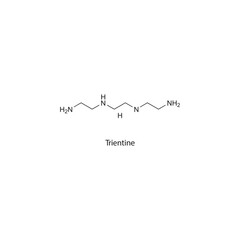Trientine  flat skeletal molecular structure chelator drug used in Wilson’s disease treatment. Vector illustration scientific diagram.