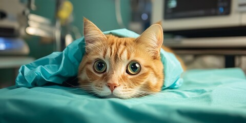 Cat recovering from anesthesia after a surgical operation, showcasing the delicate process of a cat s recovery from anesthesia and the care needed during this critical time for the pet.