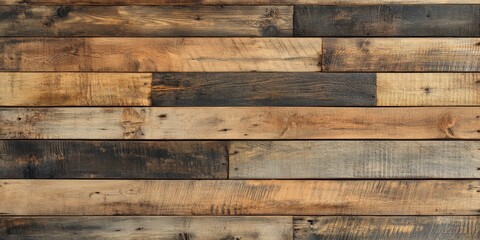 Naklejka premium Weathered plank wood texture background showcasing the rustic charm of old wood. This old plank wooden wall texture is perfect for various design projects requiring authentic wood imagery.