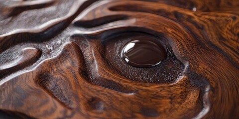 Chocolate Hardwax Oil Finish, A close up showcasing the unique wood grain and smooth wooden eye details, highlighting the beauty of chocolate hardwax oil finish in a workshop setting.