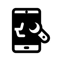 Smartphone Maintenance Glyph Icon. Single icon, glyph vector icon