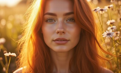 Radiant young woman with red hair
