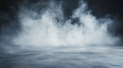 Naklejka premium Smoky Fog Over Concrete Ground Scene