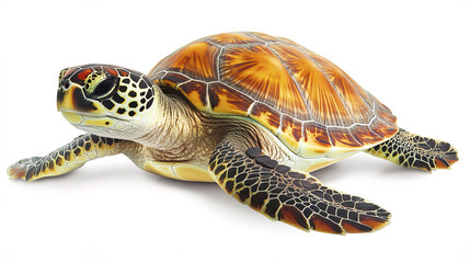 realistic turtle with colorful shell swimming gracefully