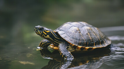 Obraz premium turtle swimming gracefully in clear water, showcasing its vibrant shell