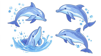 Fototapeta premium Dolphins swimming and playing in water, showcasing their playful nature