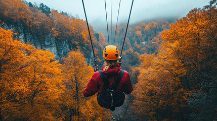 Ziplining through an autumn forest is a beaut