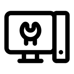 Computer Maintenance Simple Line Icon. Single icon, line vector icon