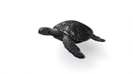 Gliding sea turtle gracefully swims in clear water, showcasing its beauty