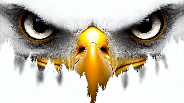 An isolated eagle portrait on a clear background cutout