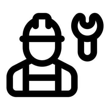 recommend clip art: Repairman Simple Line Icon. Single icon, line vector icon