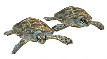 Naklejka premium Swimming sea turtles glide gracefully through ocean waters