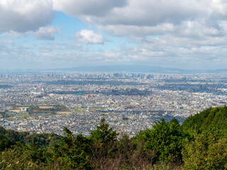 生駒山系から見る大阪平野の街並み