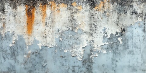 Obraz premium Weathered concrete walls displaying faded paint and signs of mold create a unique character. These old concrete walls with faded paint and mold tell stories of time and neglect.