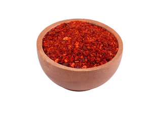 Cayenne pepper in a wooden bowl on transparent png
