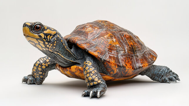 Eastern box turtle with vibrant shell and detailed features
