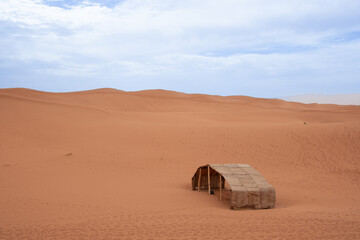 Isolated camp somewhere in the Sahara Desert in Morocco