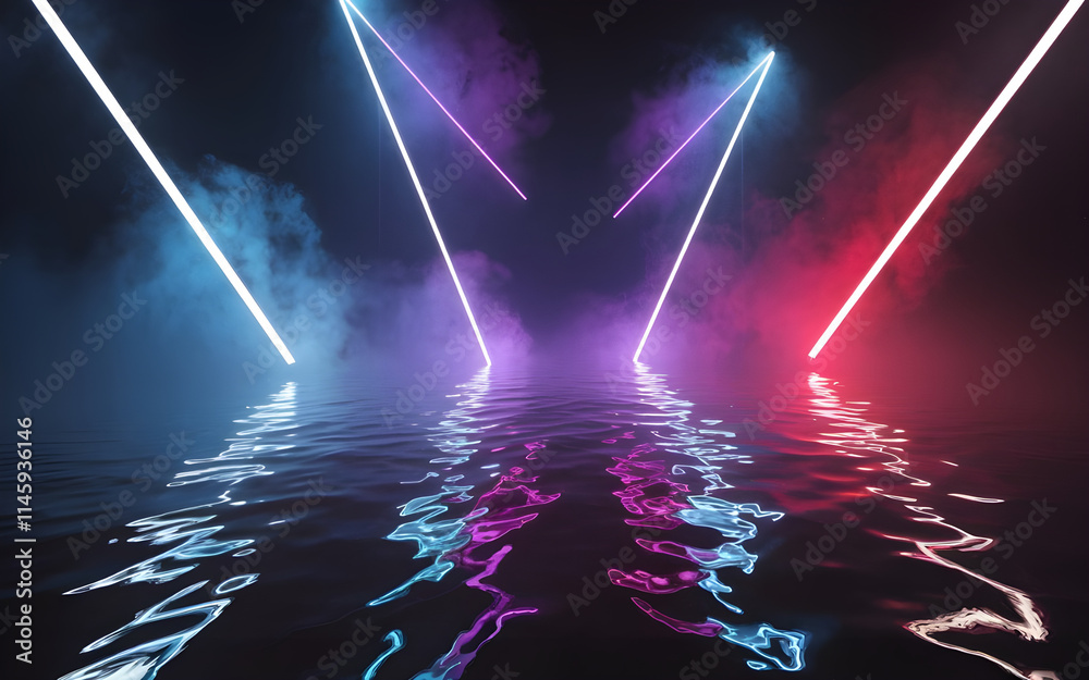 Wall mural dynamic neon glow in a mysterious futuristic setting image