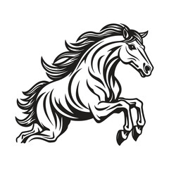 Elegant Silhouette Of A Black And White Horse Vector Illustration
