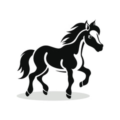 Elegant Silhouette Of A Black And White Horse Vector Illustration