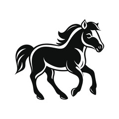Elegant Silhouette Of A Black And White Horse Vector Illustration
