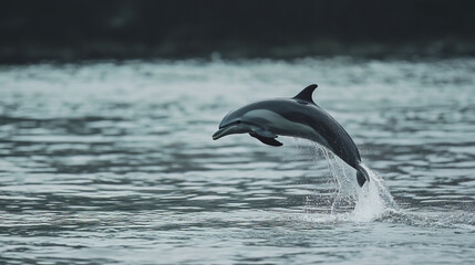 Obraz premium Dolphin jumping out of water, showcasing agility and grace
