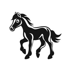 Elegant Silhouette Of A Black And White Horse Vector Illustration