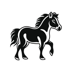 Elegant Silhouette Of A Black And White Horse Vector Illustration