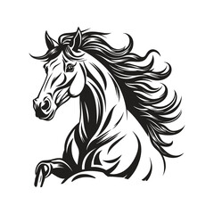 Elegant Silhouette Of A Black And White Horse Vector Illustration
