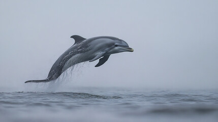 Fototapeta premium bottlenose dolphin leaps gracefully above water surface