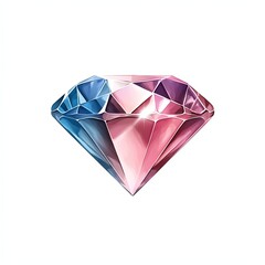 Fototapeta premium A vibrant, multicolored diamond featuring blue and pink facets, showcasing its brilliance and sparkling design.