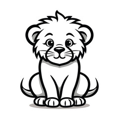 Elegant Silhouette Of A Black And White Lion Vector Illustration