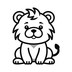 Elegant Silhouette Of A Black And White Lion Vector Illustration