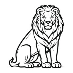 Elegant Silhouette Of A Black And White Lion Vector Illustration