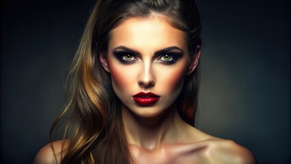 Fototapeta premium Bold woman with intense makeup standing confidently , fierce, bold, makeup, strong, confident, woman, female, beauty