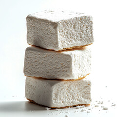 Three white marshmallows stacked.