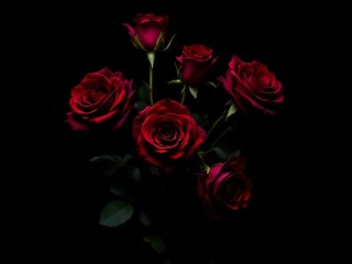 Obraz premium Dark Romance: A Bouquet of Velvet Red Roses