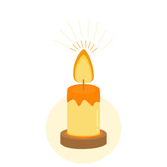 Obraz premium Elegant vector illustration of a candle with a warm flame, symbolizing light, hope, and tranquility