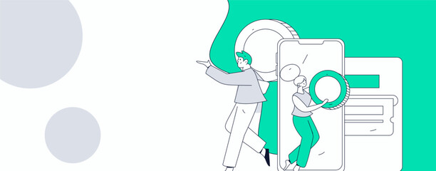 Use red envelopes to attract new customers and promote activity. Flat vector character concept illustration
