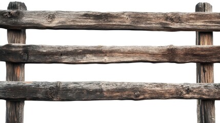 Rustic Wooden Fence with Five Spaced Rails