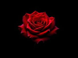 Single Red Rose: Dramatic Dark Background, Velvet Petals