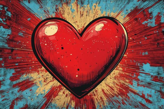 Red heart exploding with passion, love and affection, ideal for valentine's day or romantic projects