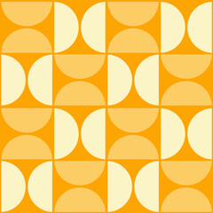 Retro 1970's Style Abstract Seamless Geometric Shape Background Pattern in gold and yellow