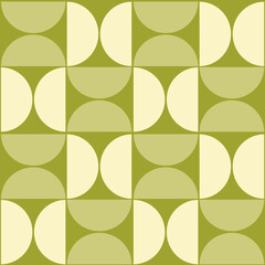 Retro 1970's Style Abstract Seamless Geometric Shape Background Pattern in green