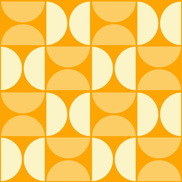 Retro 1970's Style Abstract Seamless Geometric Shape Background Pattern in gold and yellow