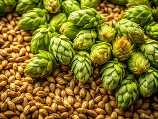 Fototapeta premium Aerial View of Brewing Ingredients: Hops and Barley for Beer Production