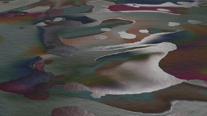 Colorful water and soil of a river estuary (3D Rendering)